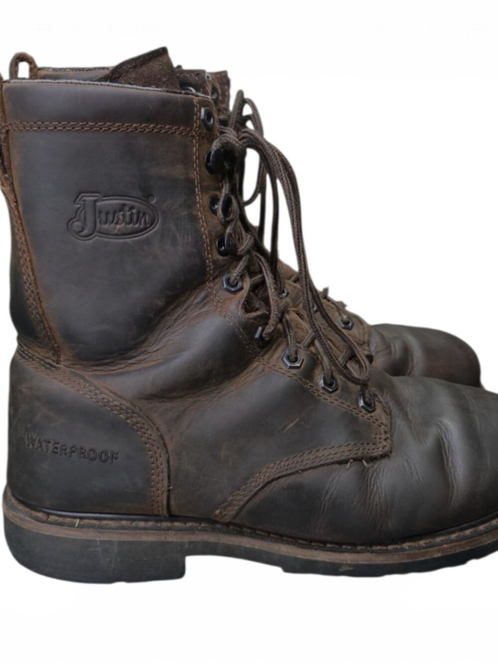 Justin Drywall SE960 Boots Mens 9 EE Wide Waterproof Leather Soft Toe Brown